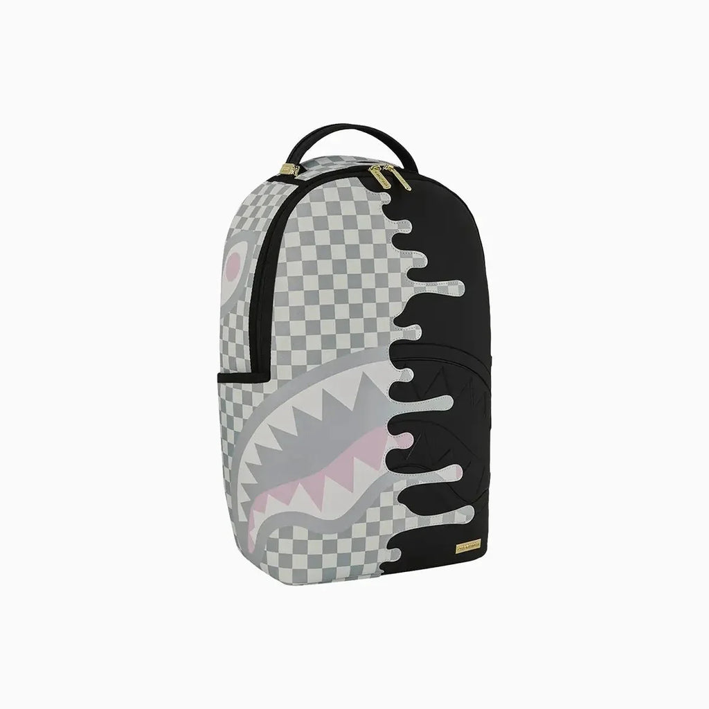 Mochila crema con ribete lateral a cuadros