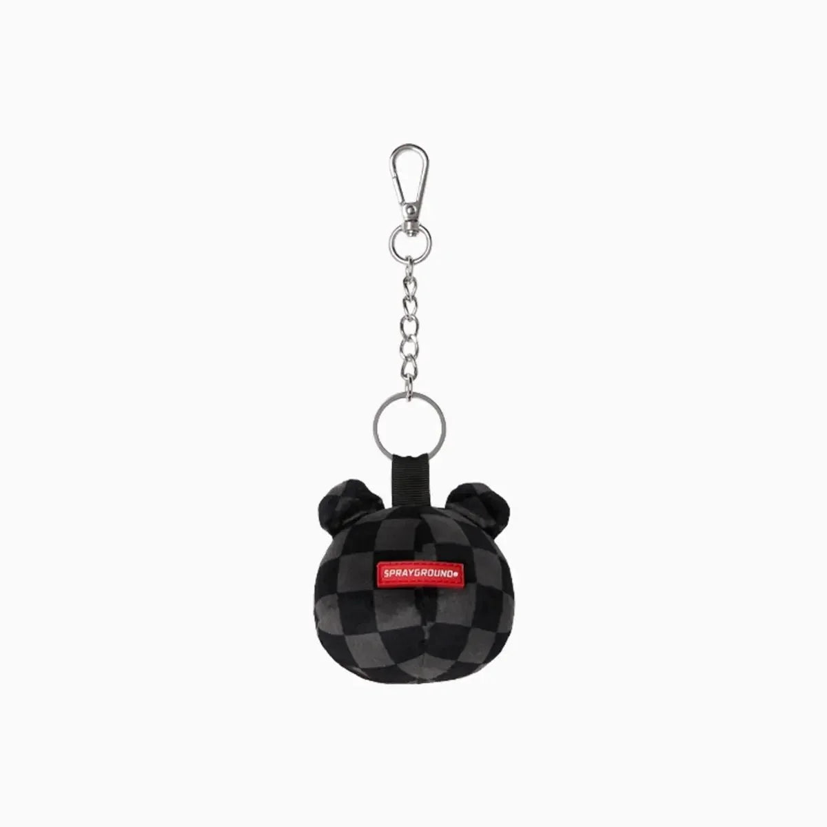Grey Checker Bear Head Keychain