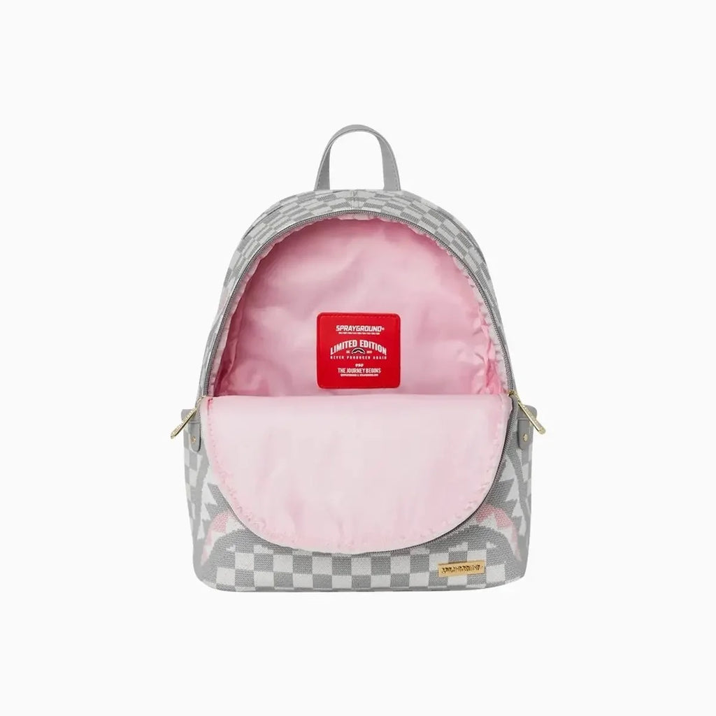 Sac à dos Savage motif requins tricotés à Paris, couleur crème