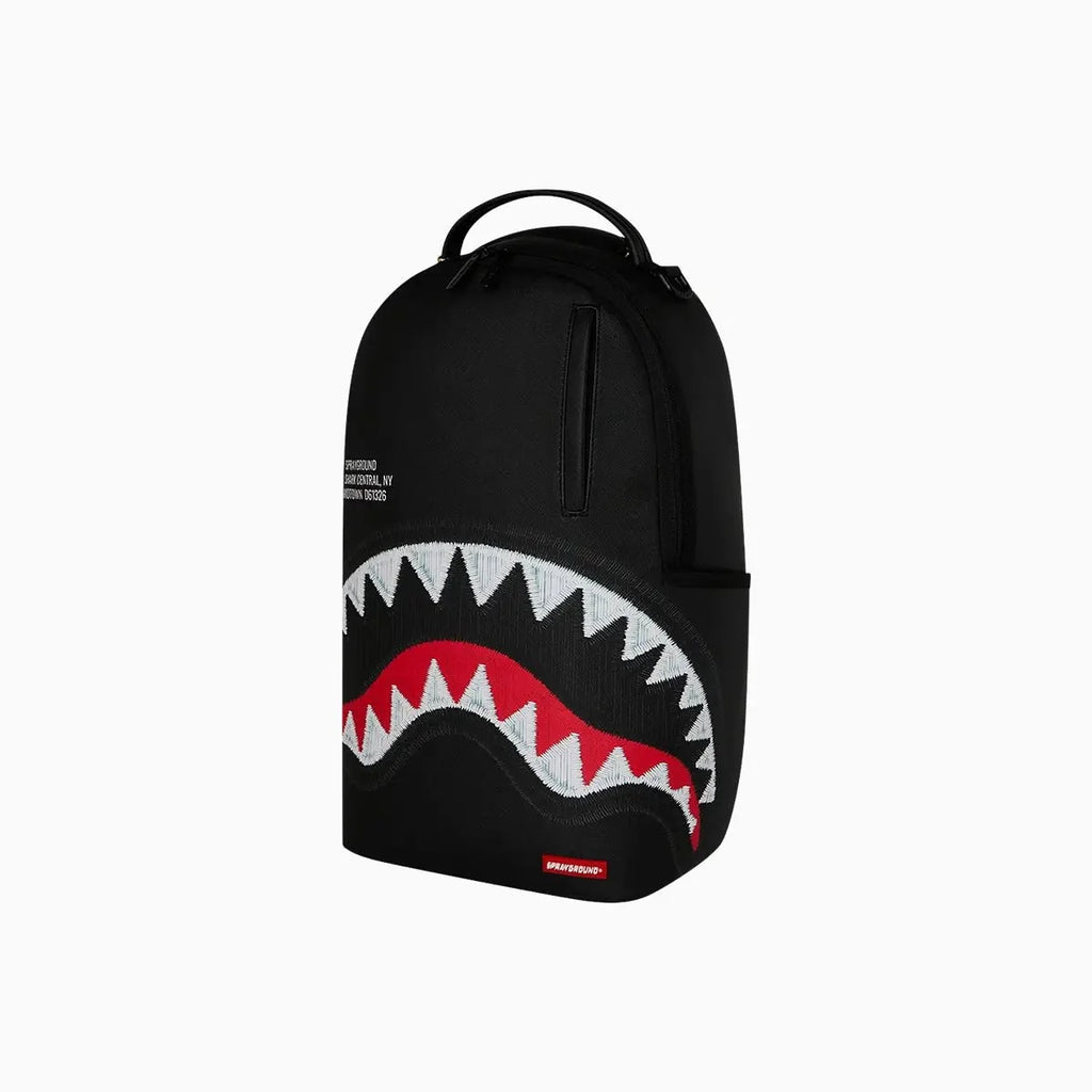 Shark Central Black Embroidered Shark Backpack