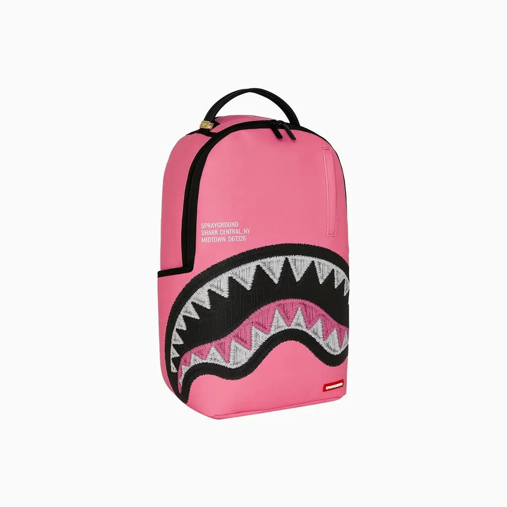 Shark Central Pink Embroidered Shark Backpack