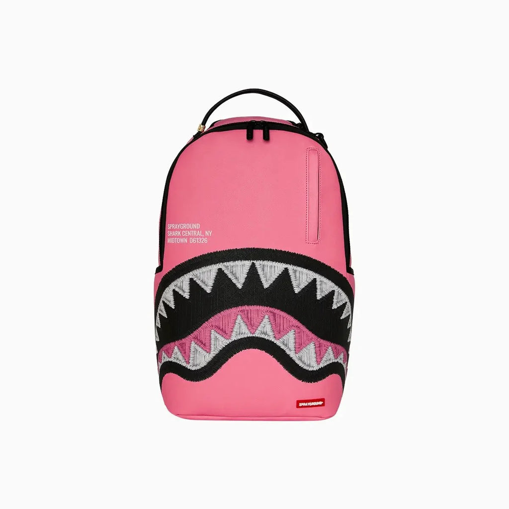 Shark Central Pink Embroidered Shark Backpack