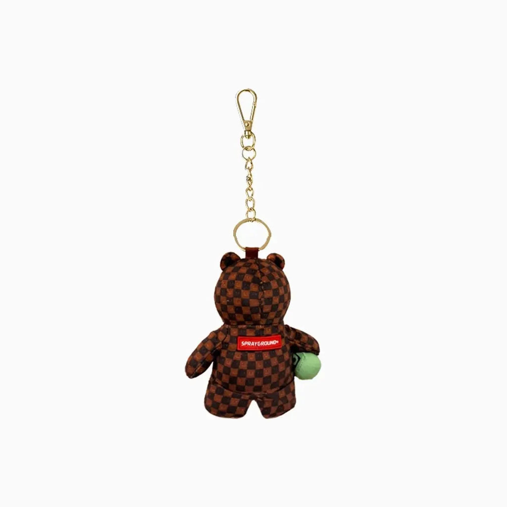 Sip WTF Bubbly Brown Check Bear Keychain