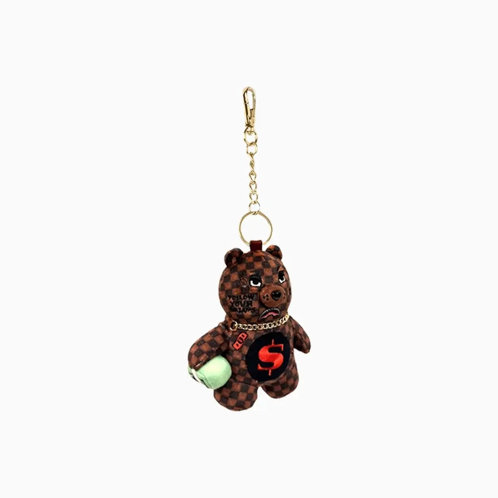 Sip WTF Bubbly Brown Check Bear Keychain