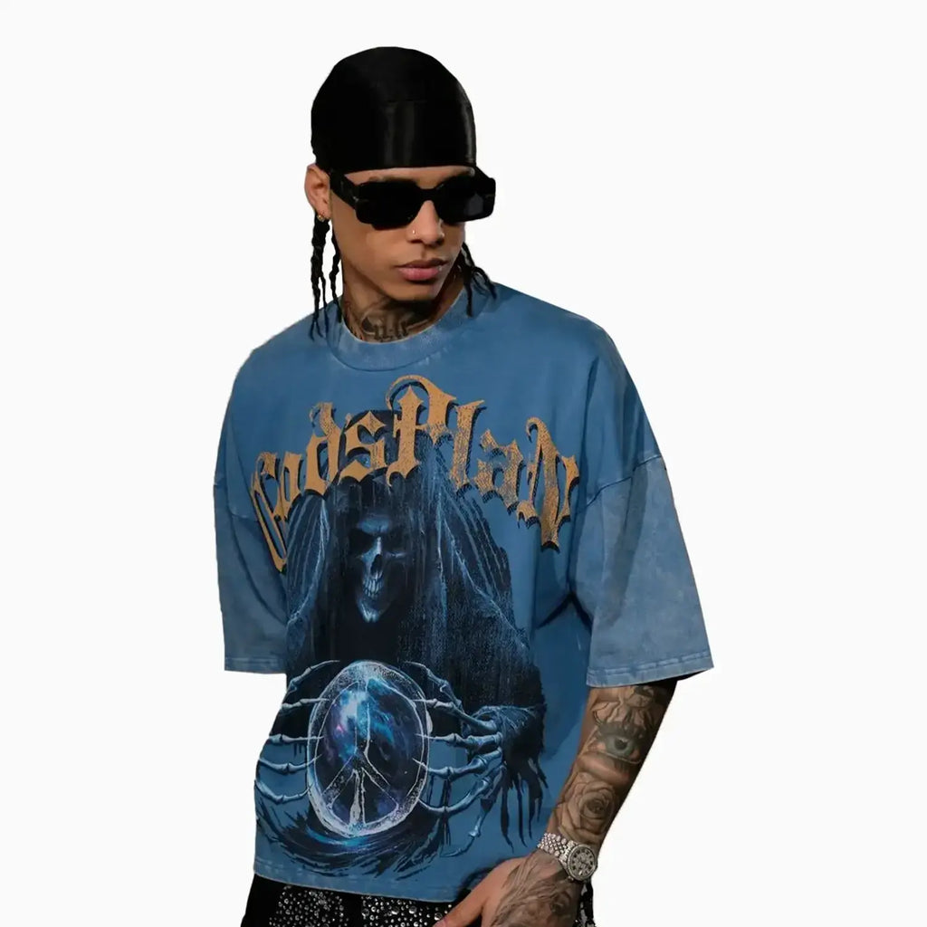 T-shirt ample coupe courte à épaules tombantes pour homme