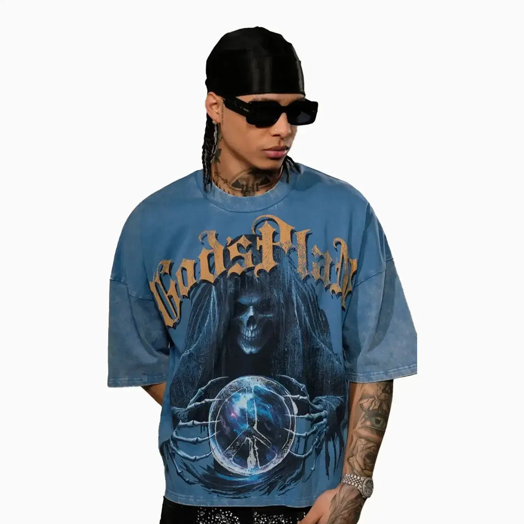 T-shirt ample coupe courte à épaules tombantes pour homme