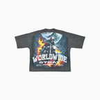 Camiseta de hombre extragrande estampada con corte ancho para motociclista