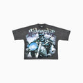 Camiseta de hombre extragrande estampada con corte ancho para motociclista