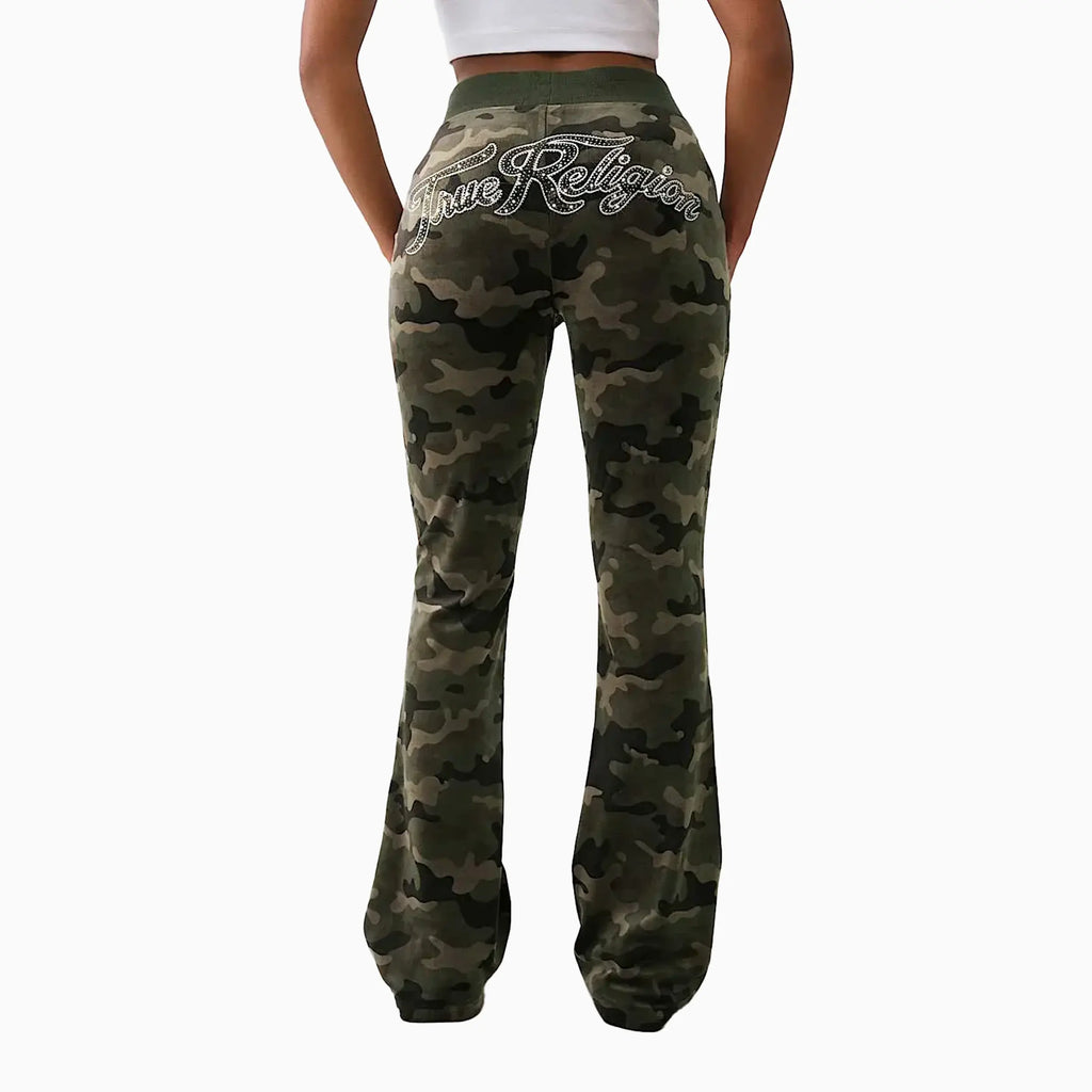 Conjunto de velour camuflado encogido para mujer