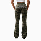 Conjunto de velour camuflado encogido para mujer