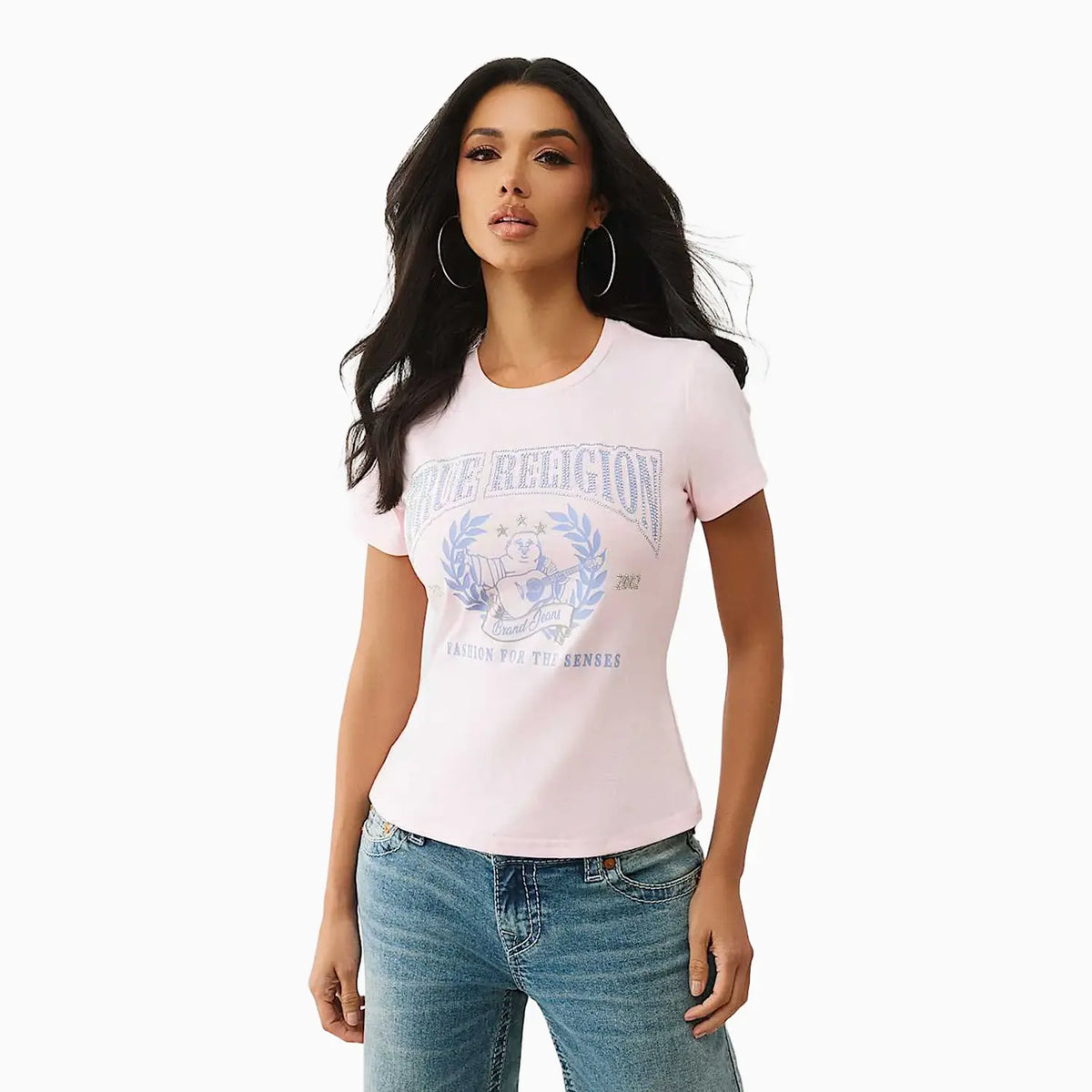 T-shirt femme à l'effigie d'un Bouddha orné de cristaux