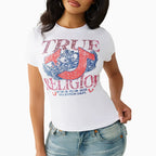T-shirt classique col rond en cristal pour femme
