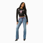 T-shirt bébé à manches longues Cupid en cristal pour femme