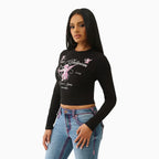 T-shirt bébé à manches longues Cupid en cristal pour femme
