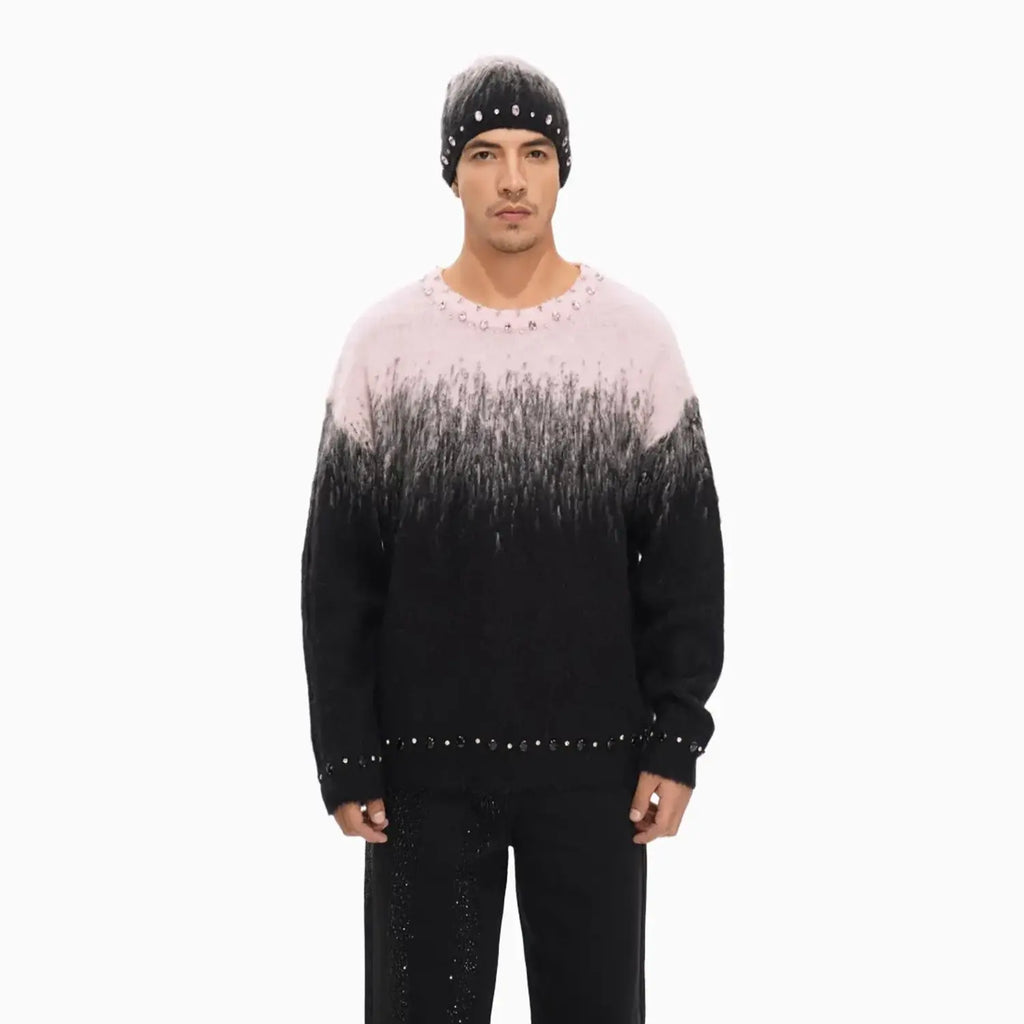 Pull ras du cou en mohair arrangé pour homme