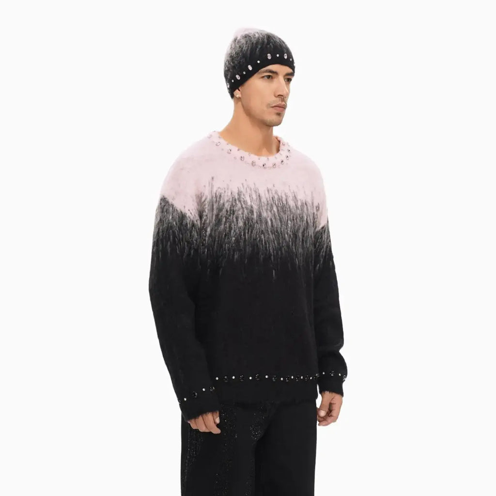 Pull ras du cou en mohair arrangé pour homme