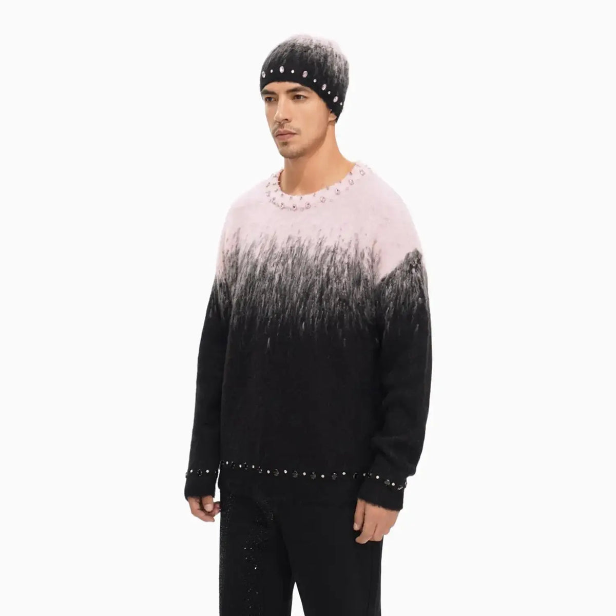 Pull ras du cou en mohair arrangé pour homme