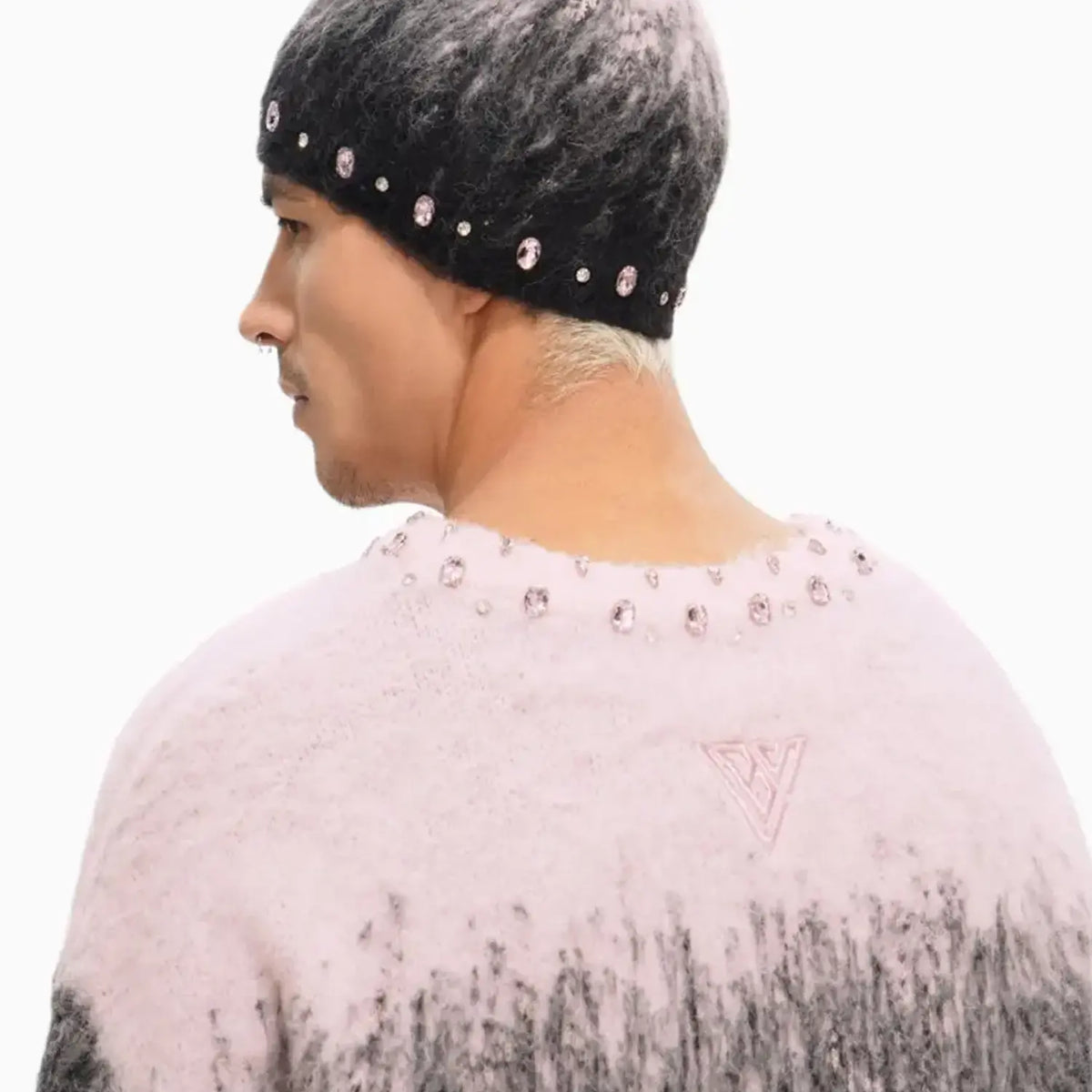 Pull ras du cou en mohair arrangé pour homme