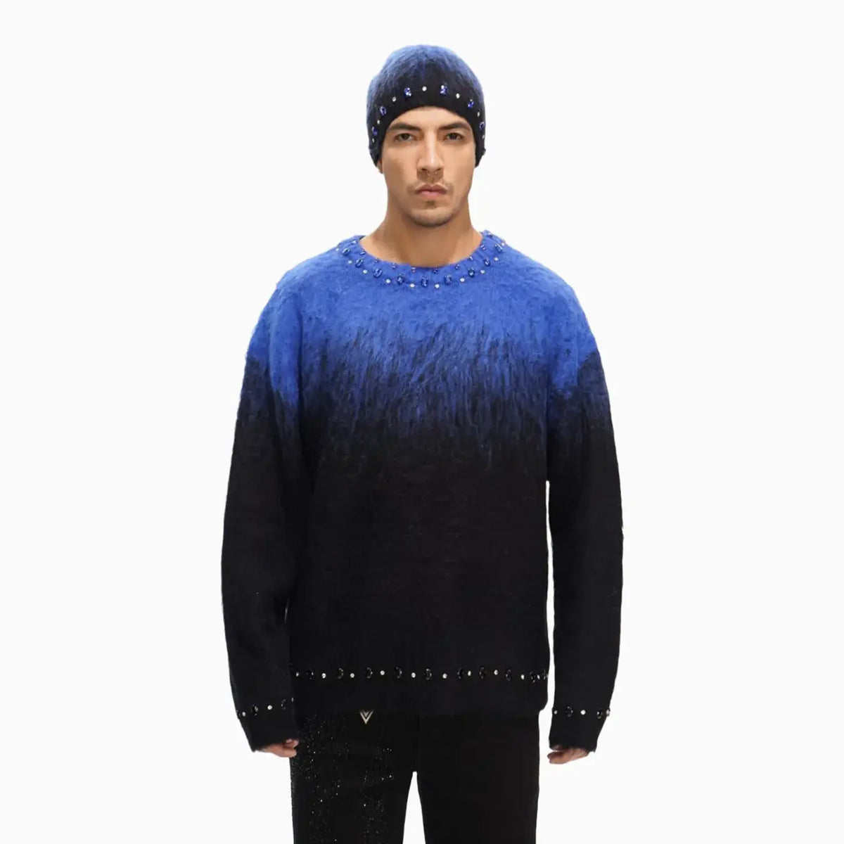 Pull ras du cou en mohair arrangé pour homme