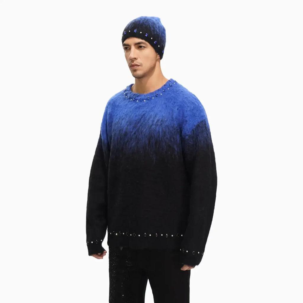 Pull ras du cou en mohair arrangé pour homme