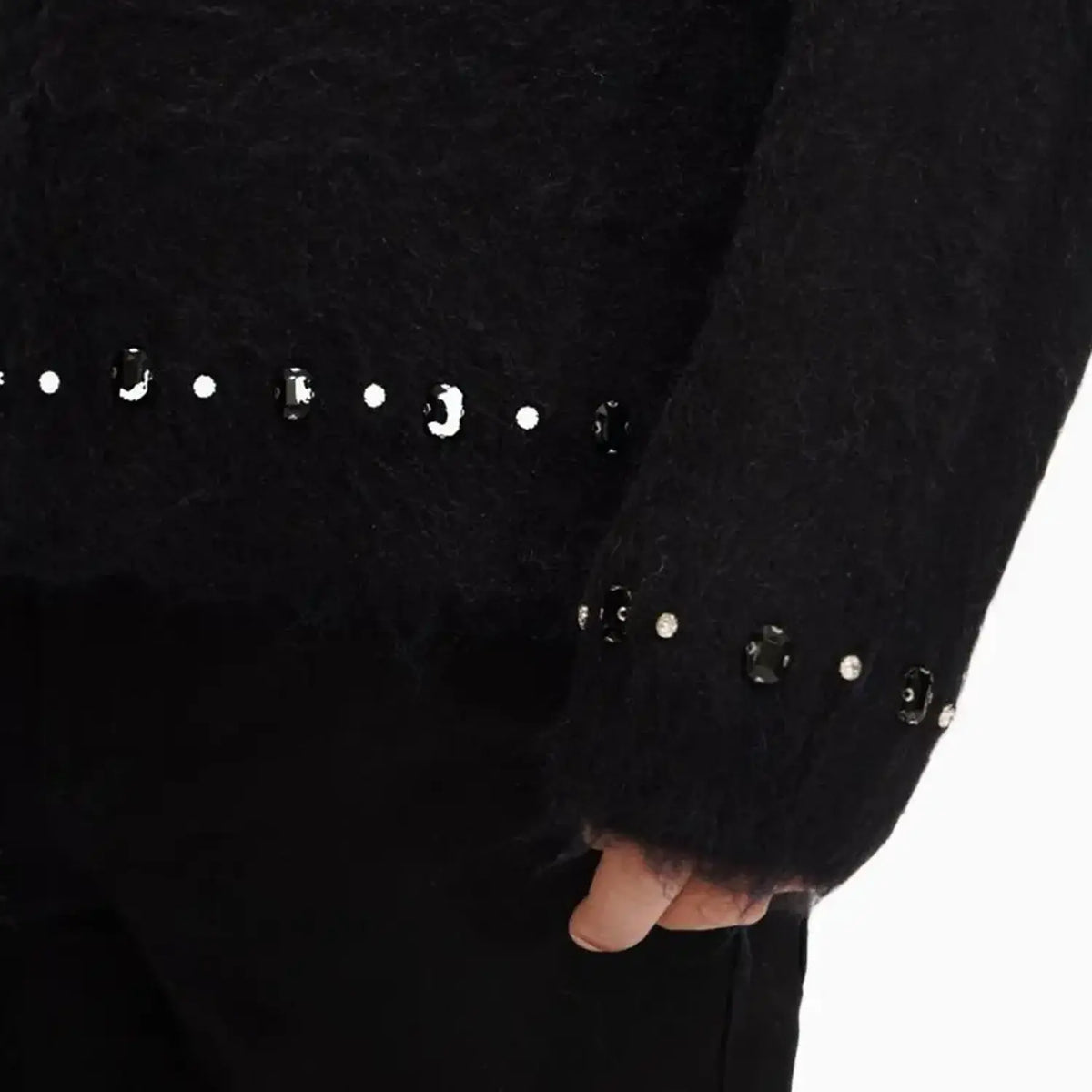 Pull ras du cou en mohair arrangé pour homme