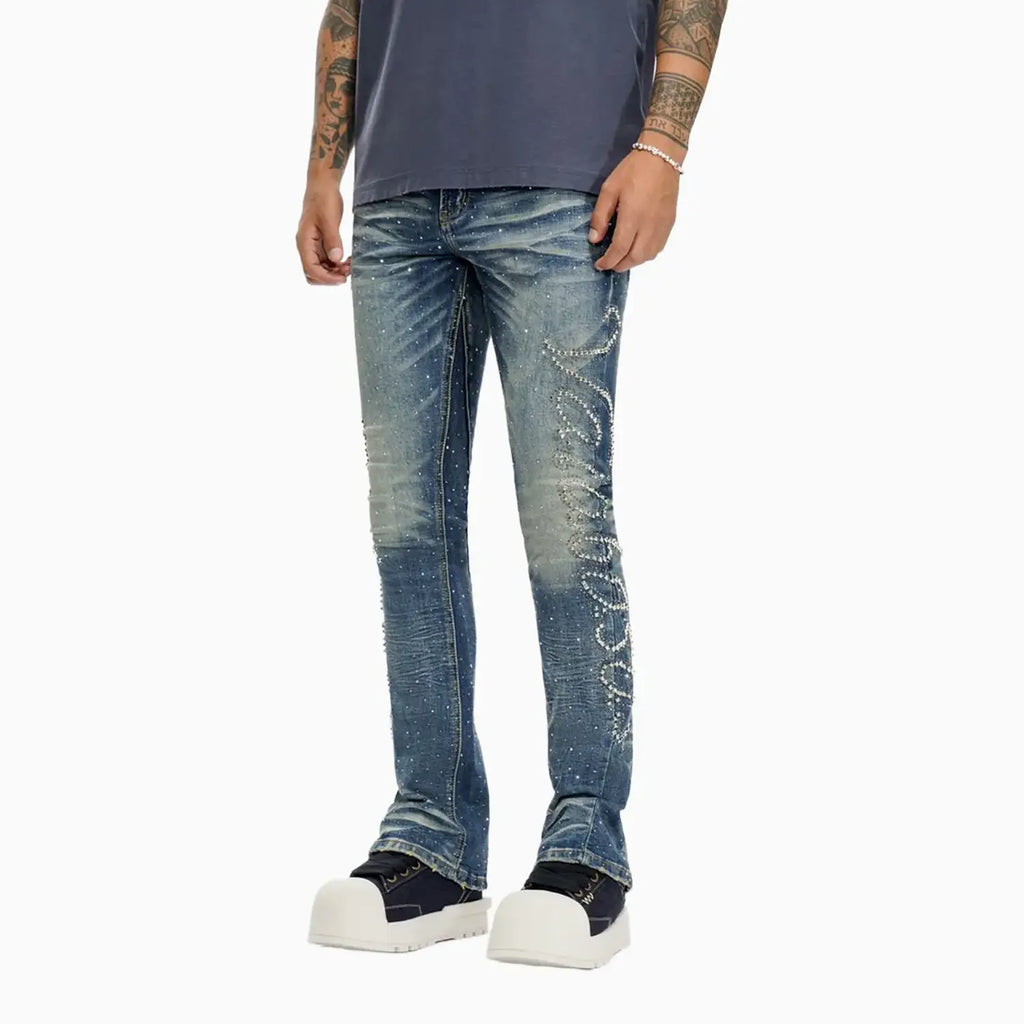 Pantalon en jean treillis superposé pour homme