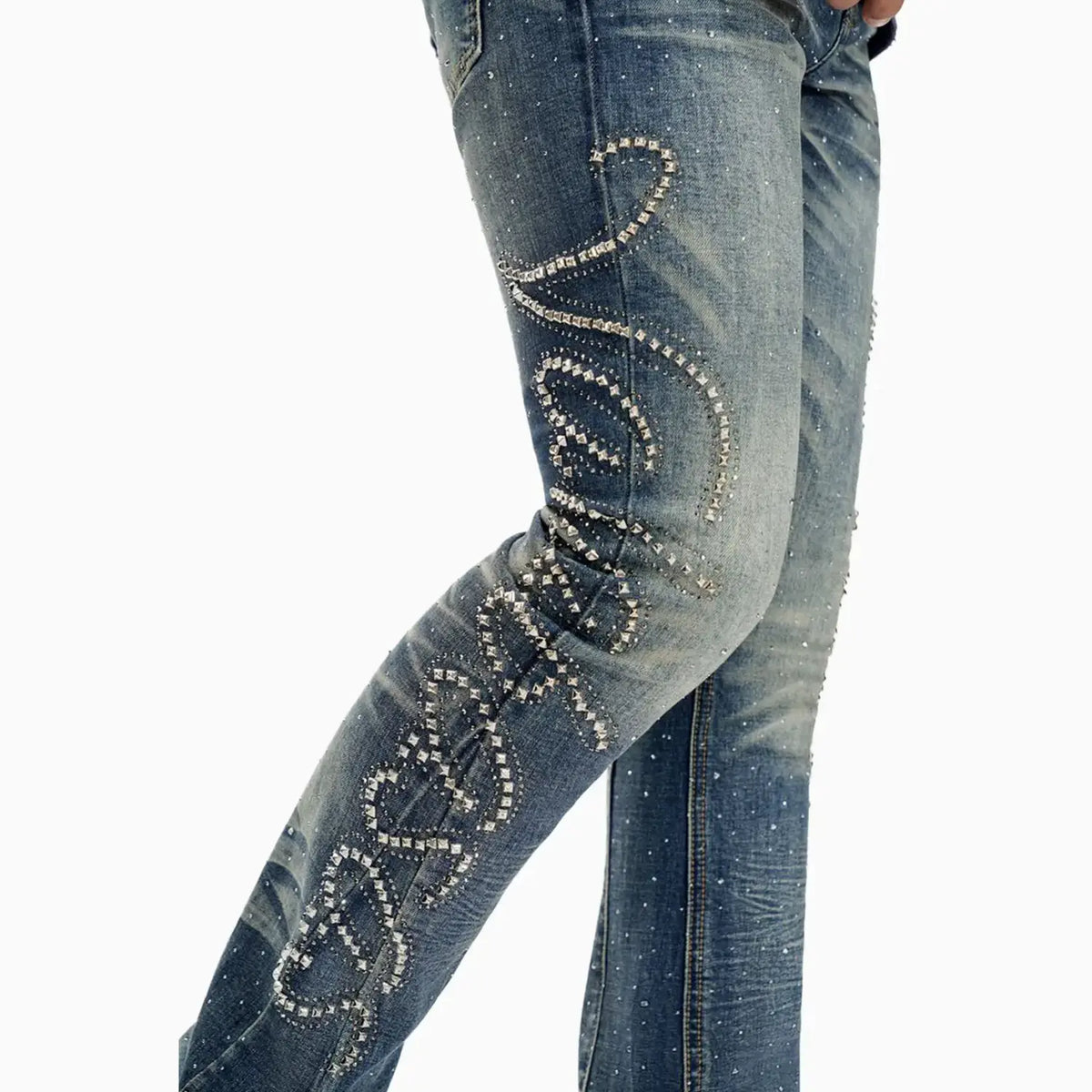 Pantalon en jean treillis superposé pour homme