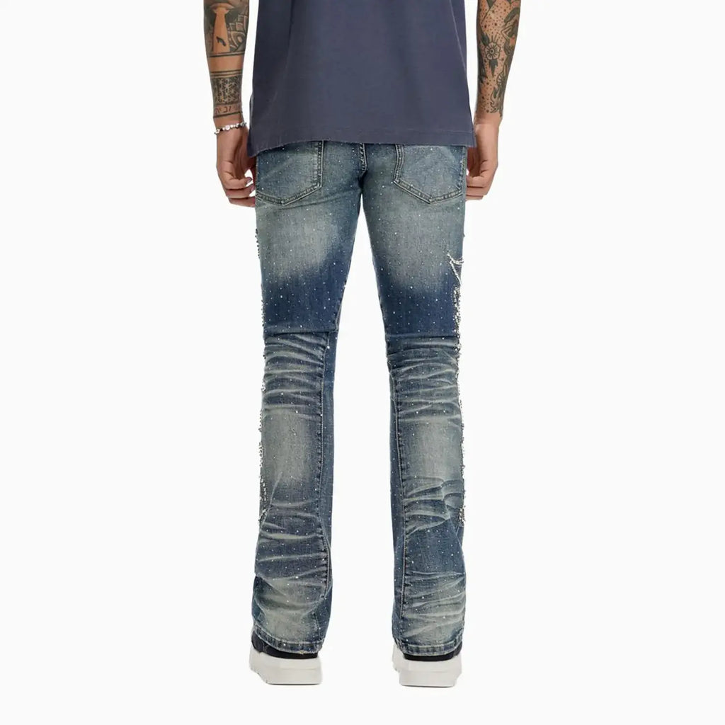 Pantalon en jean treillis superposé pour homme