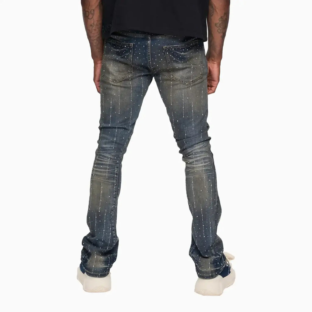 Pantalón ajustado de mezclilla apilada para hombre