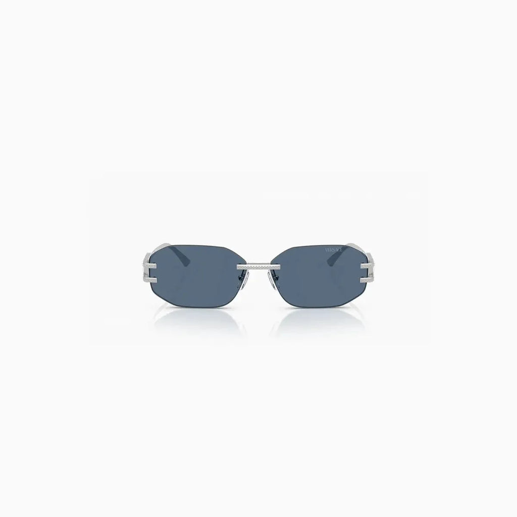 Lunettes de soleil Versace bleues et argentées pour homme