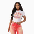 Camiseta corta con logo de cristal para mujer